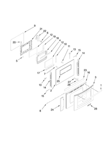 Door Parts Diagram and Parts List for JDS9865BDP22  Jenn-Air Range