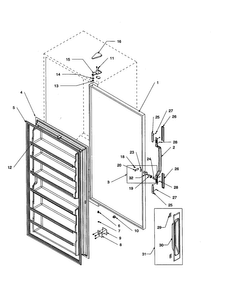 Door Assembly Diagram and Parts List for AU120KW-P1317714WW  Amana Freezer