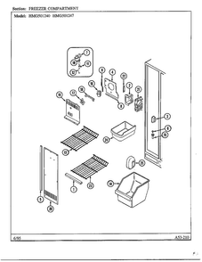 Freezer Compartment Diagram and Parts List for 501247  Admiral Refrigerator