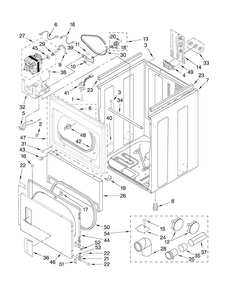 Cabinet Parts Diagram and Parts List for MEDX500XW0  Maytag Dryer