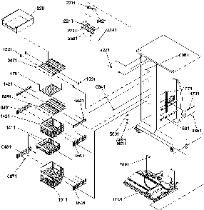 Freezer Shelves And Light Diagram and Parts List for SR20TW-P1190102WW  Amana Refrigerator