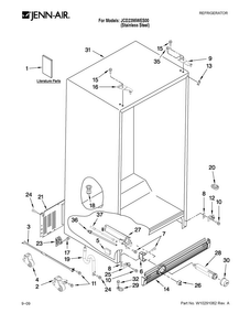 Cabinet Parts Diagram and Parts List for JCD2395WES00  Jenn-Air Refrigerator