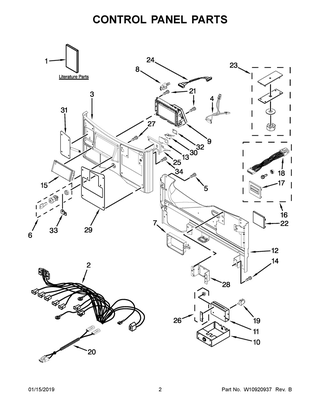 Control Panel Parts Diagram and Parts List for MLE22PDAGW0  Maytag Washer Dryer Combo
