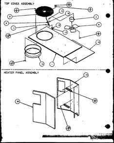Top Cover Assembly/Heater Panel Assembly 1 Diagram and Parts List for D9836806  Amana Air Conditioner