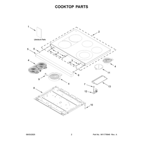 Cooktop Parts Diagram and Parts List for MFES7030SZ0  Maytag Range