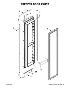 Freezer Door Parts Diagram and Parts List for JS48NXFXDE01  Jenn-Air Refrigerator