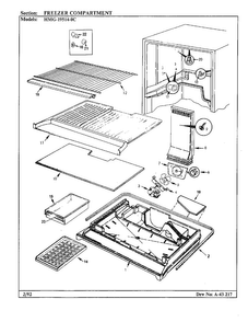 Freezer Compartment Diagram and Parts List for 19514-0A  Admiral Refrigerator