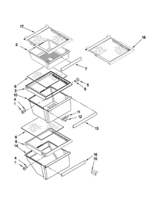 Refrigerator Shelf Parts Diagram and Parts List for MSD2550VES02  Maytag Refrigerator