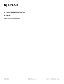 Cover Sheet Diagram and Parts List for JS42PPDUDE00  Jenn-Air Refrigerator