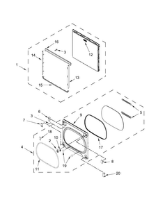 Door Parts Diagram and Parts List for MGDB855DC3  Maytag Dryer