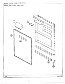 Fresh Food Inner Door Diagram and Parts List for HMG191560  Admiral Refrigerator