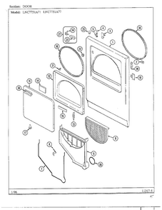 Door Diagram and Parts List for LNC7751A77  Maytag Dryer