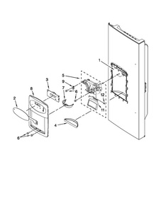 Dispenser Front Parts Diagram and Parts List for MFI2269VEB6  Maytag Refrigerator