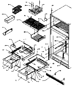 Cabinet Shelving Diagram and Parts List for TS18R2G-P1181803WG  Amana Refrigerator
