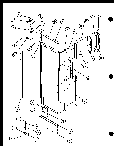 Refrigerator Door Hinge And Trim Parts Diagram and Parts List for SLD25M2G-P1121107WG  Amana Refrigerator