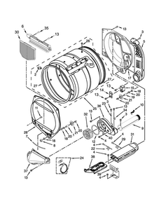 Upper And Lower Bulkhead Parts Diagram and Parts List for MLE26PDBZW1  Maytag Dryer