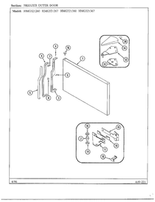 Freezer Outer Door Diagram and Parts List for HMG321267  Admiral Refrigerator