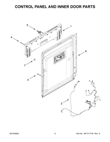 Control Panel And Inner Door Parts Diagram and Parts List for JDAF5924RX0  Jenn-Air Dishwasher