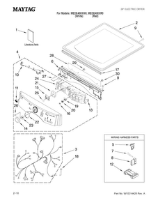 Top And Console Parts Diagram and Parts List for MEDE400XW0  Maytag Dryer