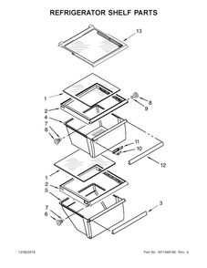 Refrigerator Shelf Parts Diagram and Parts List for ASI2275FRS00  Amana Refrigerator