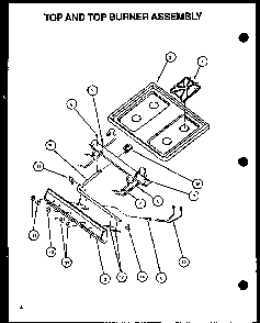 Top And Top Burner Assembly Diagram and Parts List for LBP26AA0Y P1141115NW Amana Range