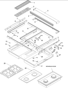 Main Top Assy Diagram and Parts List for AGDS902E-P1131833NE  Amana Range
