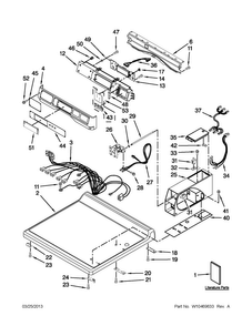 Top And Console Parts Diagram and Parts List for MDG25PDAXW2  Maytag Dryer