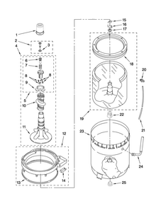 Agitator, Basket And Tub Parts Diagram and Parts List for 3UMTW5955TW1  Maytag Washer