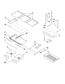 Shelf Parts Diagram and Parts List for MFI2569YEM0  Maytag Refrigerator