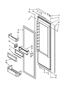 Refrigerator Door Parts Diagram and Parts List for JS42NXFXDW01  Jenn-Air Refrigerator