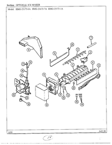 Optional Ice Maker Diagram and Parts List for 23173-0A  Admiral Refrigerator