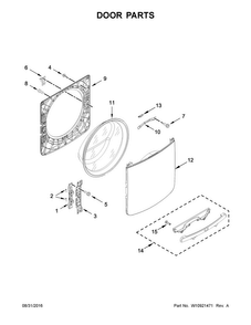 Door Parts Diagram and Parts List for MHW8150EC0  Maytag Washer