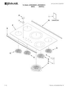 Cooktop Parts Diagram and Parts List for JEC9536BDS13  Jenn-Air Cooktop