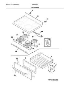 Top/drawer Diagram and Parts List for CRE3875SSA  Crosley Range