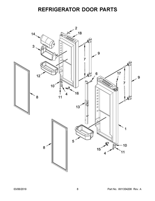 Refrigerator Door Parts Diagram and Parts List for MFC2062FEZ03  Maytag Refrigerator