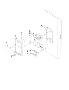 Dispenser Front Parts Diagram and Parts List for MFI2269VEM3  Maytag Refrigerator