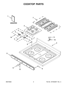Cooktop Parts Diagram and Parts List for MGR6600FB6  Maytag Range