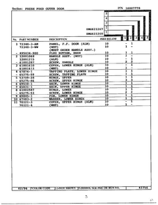 Fresh Food Outer Door Page 2 Diagram and Parts List for 621260  Admiral Refrigerator