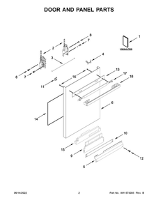 Door And Panel Parts Diagram and Parts List for JDPSS244LM1  Maytag Dishwasher