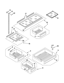 Shelf Parts Diagram and Parts List for JF42NXFXDW00  Jenn-Air Refrigerator