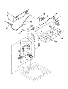 Controls And Water Inlet Parts Diagram and Parts List for 7MMVWC200YW0  Maytag Washer