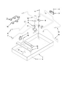 Burner Box, Gas Valves, And Switches Diagram and Parts List for JDC1536ADS15  Jenn-Air Cooktop