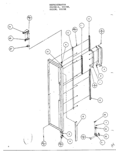 Freezer Door Hinge And Trim Parts Diagram and Parts List for SX22M  Amana Refrigerator