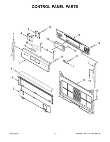 Control Panel Parts Diagram and Parts List for MGR6600FB3  Maytag Range