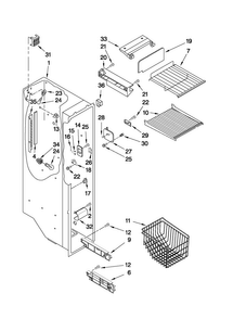 Freezer Liner Parts Diagram and Parts List for MSD2559XEB01  Maytag Refrigerator