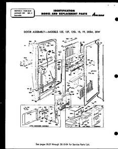 Door Assembly - Models 12e, 12f, 12g, 15, 19 Diagram and Parts List for 12K  Amana Freezer
