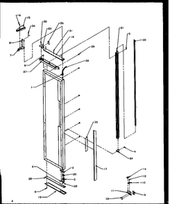 Freezer Door Hinge And Trim Parts Diagram and Parts List for SBI20NW-P1162902WW  Amana Refrigerator