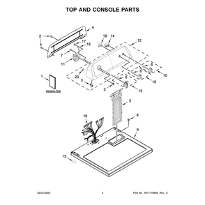 Top And Console Parts Diagram and Parts List for MED4005SW0  Maytag Dryer