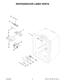 Refrigerator Liner Parts Diagram and Parts List for MBB1957FEW05  Maytag Refrigerator