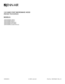Cover Sheet Diagram and Parts List for JMV9186WP2  Jenn-Air Microwave